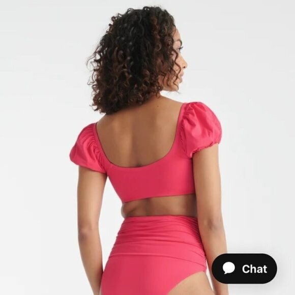 Knix NWT Puffed sleeves bikini top in red - Picture 2 of 9